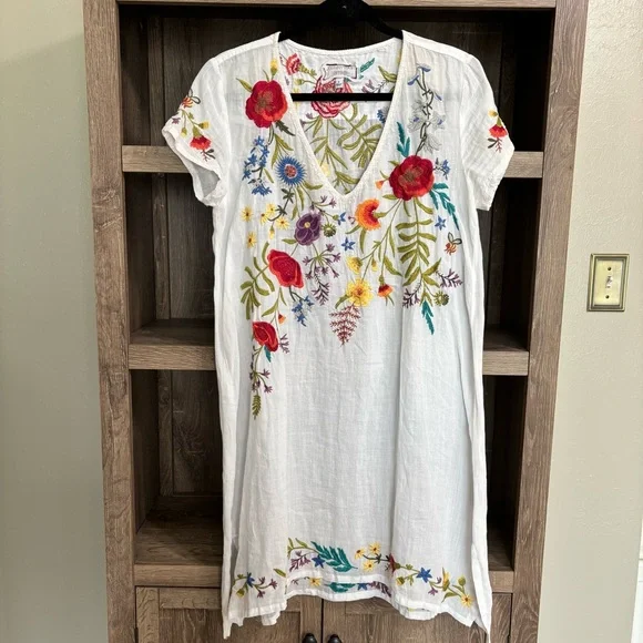 {Johnny Was} Adele Floral Embroidered Drape Tunic Dress, Size S - Picture 1 of 4